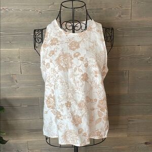 Francesca’s collection Floral Print Sleeveless Top - White and Tan